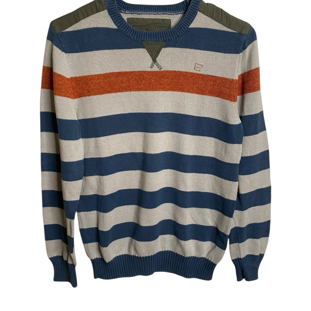 Epic Threads Crewneck Sweater Blue and Orange Stripes